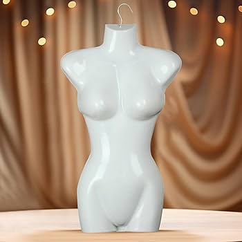 Amazon.co.jp: 吊り下げ女性マネキントルソー、白いTシャツ